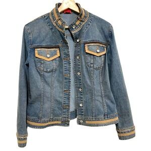 Very Vera - rhinestone embellished denim jacket women's size Medium